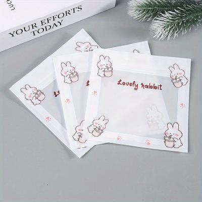 12pcs Cute Cartoon Self Sealing Bag, Travel Storage Bag, Jewelry Bag, Printed Sealed Bag, Earring Packaging Bag, Storage Bag