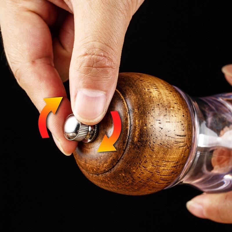 Wood pepper grinder transparent plastic pepper grinder black pepper rose salt grinder bottle seasoning bottle