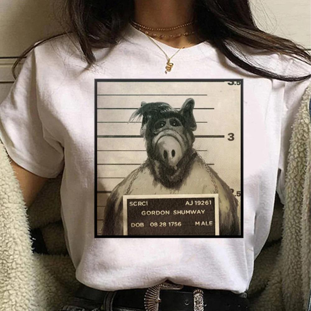 Alf Printed Y2K Tshirt Women 90s Trend New FeUnisex Tee Fashion Cartoon Short Sleeve T Shirt Graphic Top Print Ladies Clothing