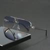 2025 Trendy Double Beam Square Pilot Sunglasses - Unisex European & American Half Frame Style