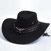 Cappello da Cowboy Vintage a Tesa Larga Uomo Donna Testa di Toro Metallica Fascia in Pelle Borchie Stile Punk Gotico Cappello per Cosplay Festa Cappello in Feltro per Esterno