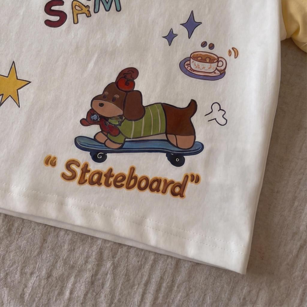 Kids Summer Cotton Short Sleeve Polo Shirt with Cute Dog Print for Toddlers and Children