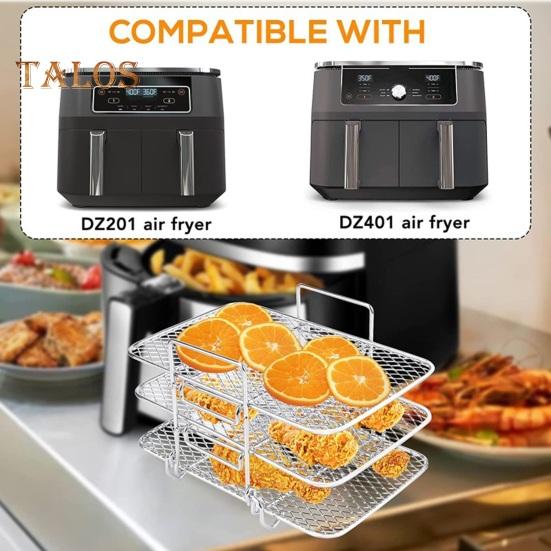 Air Fryer Rack 3 Layers Stackable Dehydrator Racks Stainless Steel Grill Tray Air Fryer Accessories for Baking Roasting