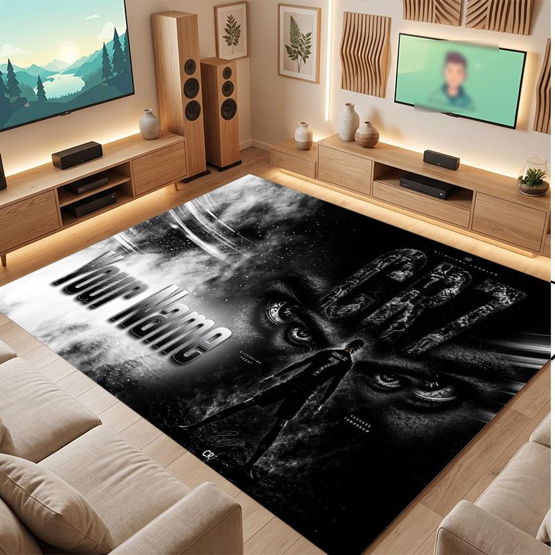 Cristiano Ronaldo Custom Crystal Velvet Rug, Personalized Name Text Print, Football Logo Soft Non‑Slip Floor Mat Home Decor Gift