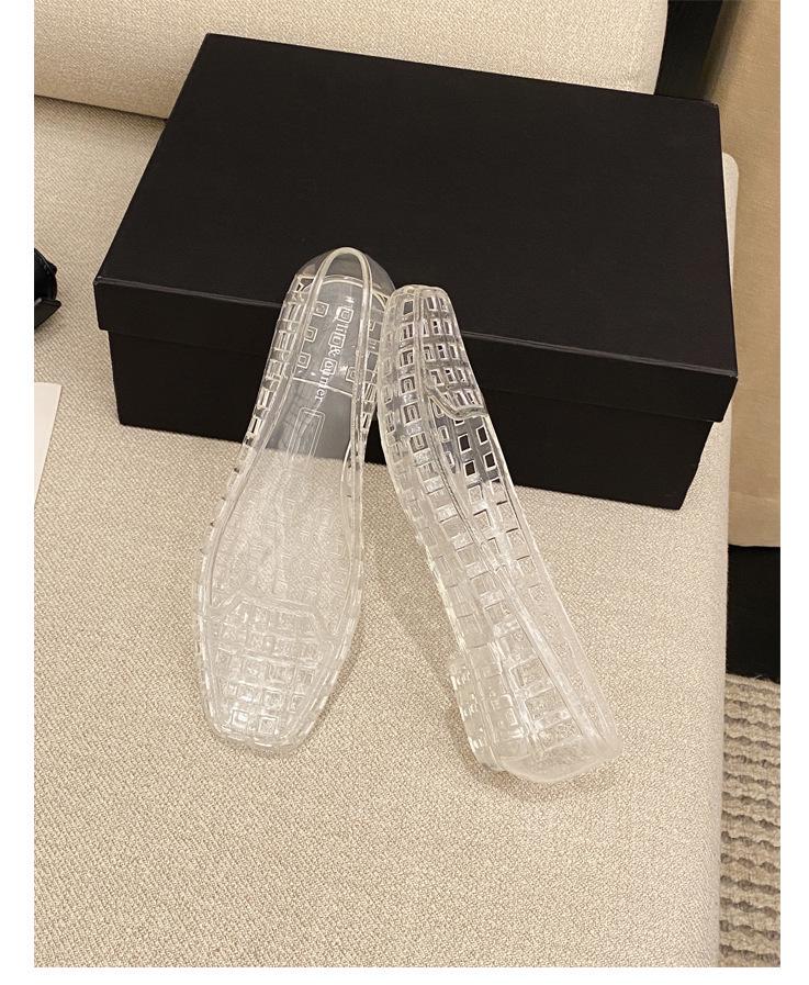 Korean Jelly Crystal Low-Cut Women's PVC Slides: 2025 Square Toe Casual Slippers