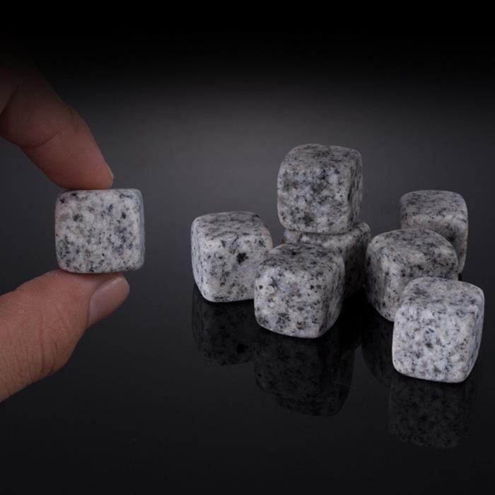 Set of 9 Reusable Granite Whiskey Stones Soapstone Ice Cubes Drink Coolers