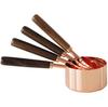 Gold-Plated Stainless Steel Measuring Cups & Spoons with Solid Wood Handles and Scale Markings for Baking.