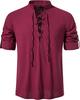 2024 Herren Baumwolle Henley Hippie Lässig Strand Langarm Stehkragen Hemd A275