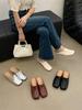 Fashion 2025 Summer New Women Sandals PU Leather Shoes for Women Square Toe High Heel Women Sandals Cover Toe Chunky Heel Women's Mules