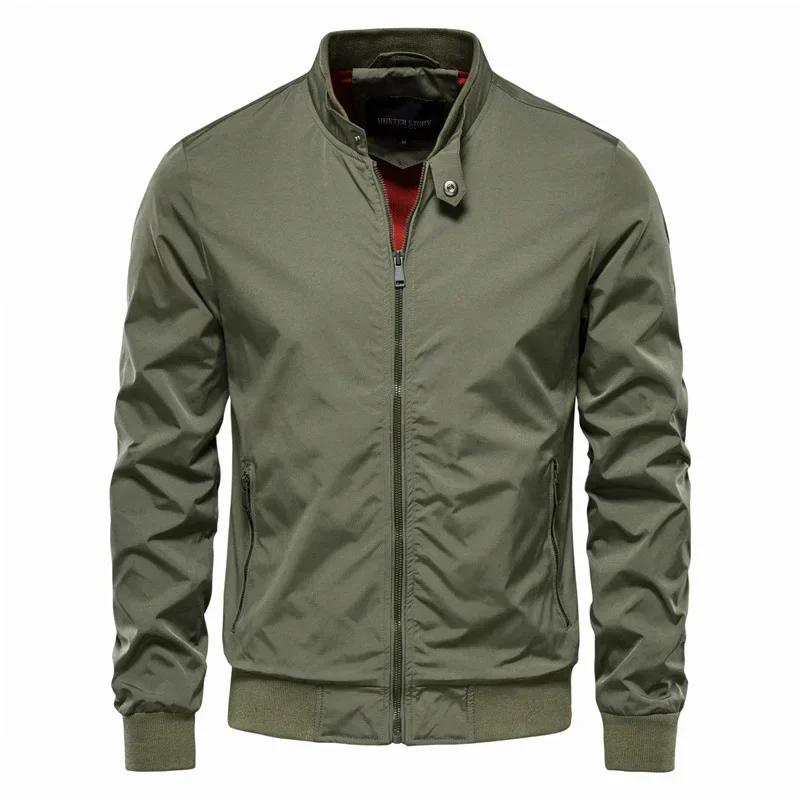 Stand Collar Men s Jacket Casual Coat Fashion Thin Men Coat Outer Wear Clothing Garment Man Jackets S зелёный