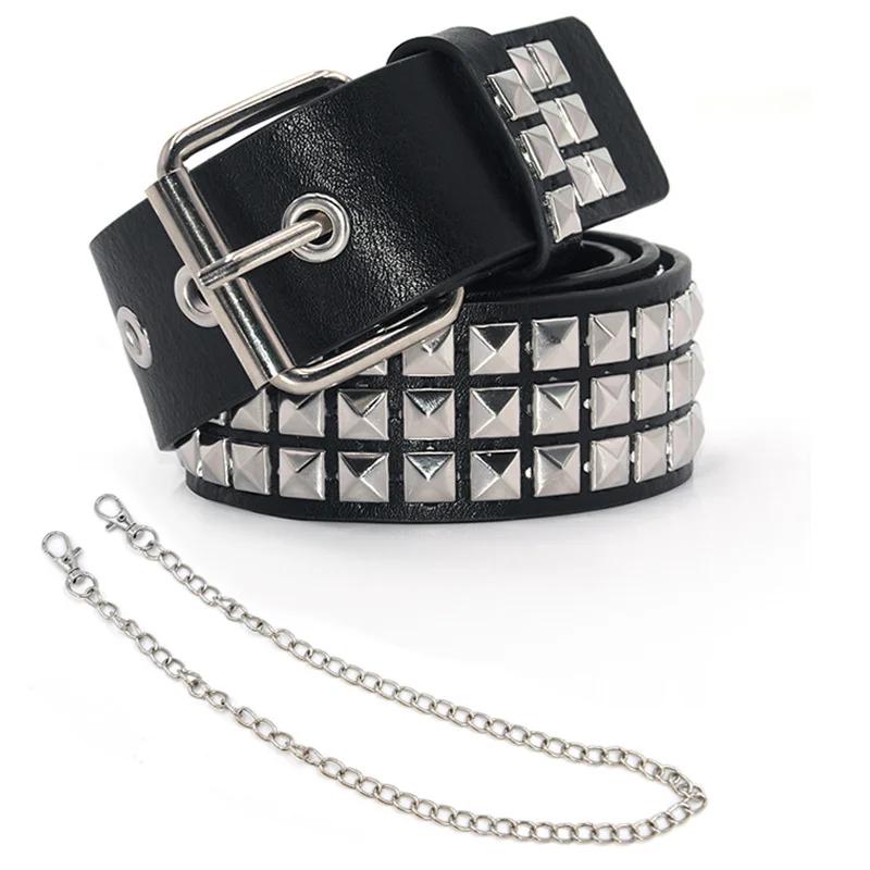 Hollow Bullet Decoration Belt Fashion Ladies Leather Studded Gift Man Goth Rock Wild Adjustable Women Punk Black Belt