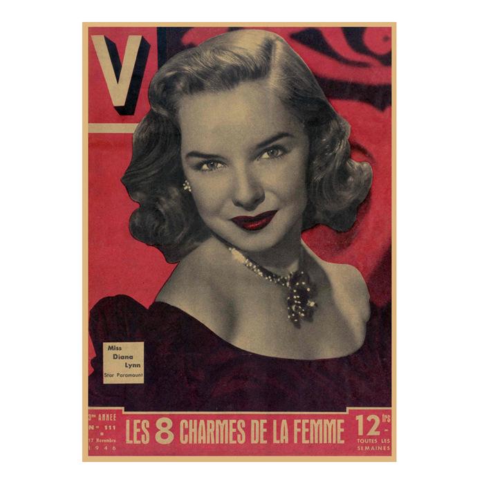 Vintage Sexy Beauty Star Illustration Wall Poster for Bar or Cafe