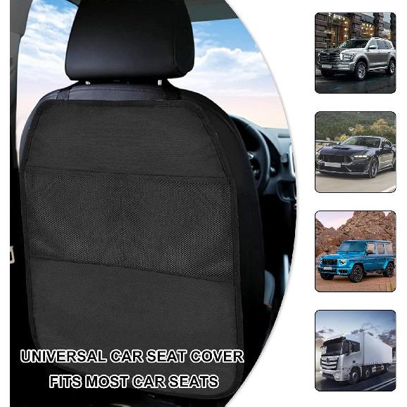 2 PCS Kick Mat Back Seat Protector, Waterproof Car Backseat Protective Kick Mat With 2 Mesh Pockets, Large Vehicle Seat Back Kick Mat Organizer For