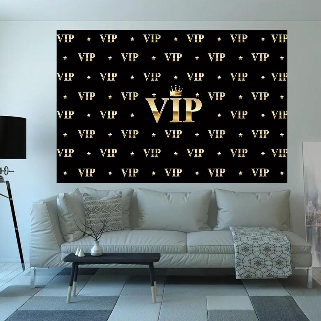 1 piece of VIP championship photo backdrop - stylish black and gold 2D signs, suitable for indoor and outdoor occasions