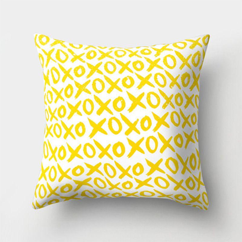 Yellow Geometric Cushion Cover For Home Sofa Decoration 18 Inch