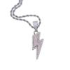 Hip Hop Lightning Pendant Necklace With Zirconia Accents Copper Chain Dual Tone Gold Platinum 60cm Geometric Jewelry