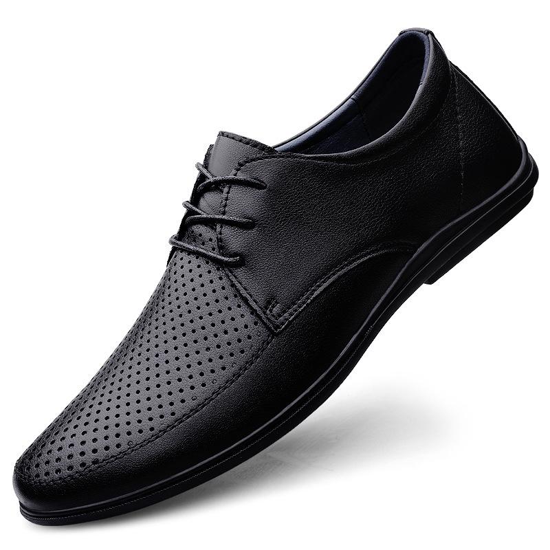 Men s Black Breathable Lace-up Leather Office Shoes 39