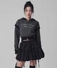 Avandress Trudy Striped Crop Hoodie Zip-Up Black