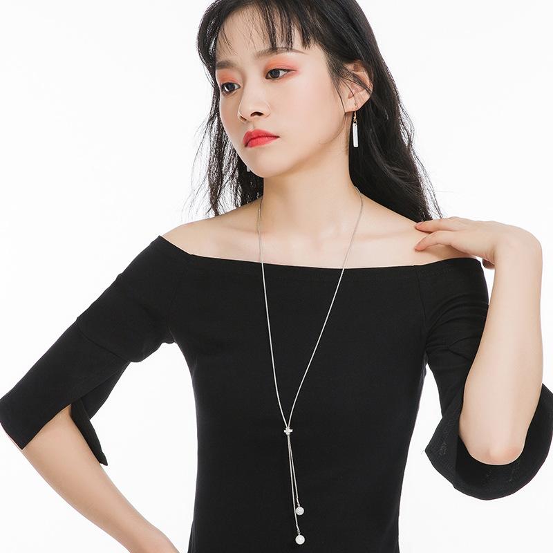 Long Stunning Box Chain Necklace For Women Featuring Alloy Pendant In Silver Gold