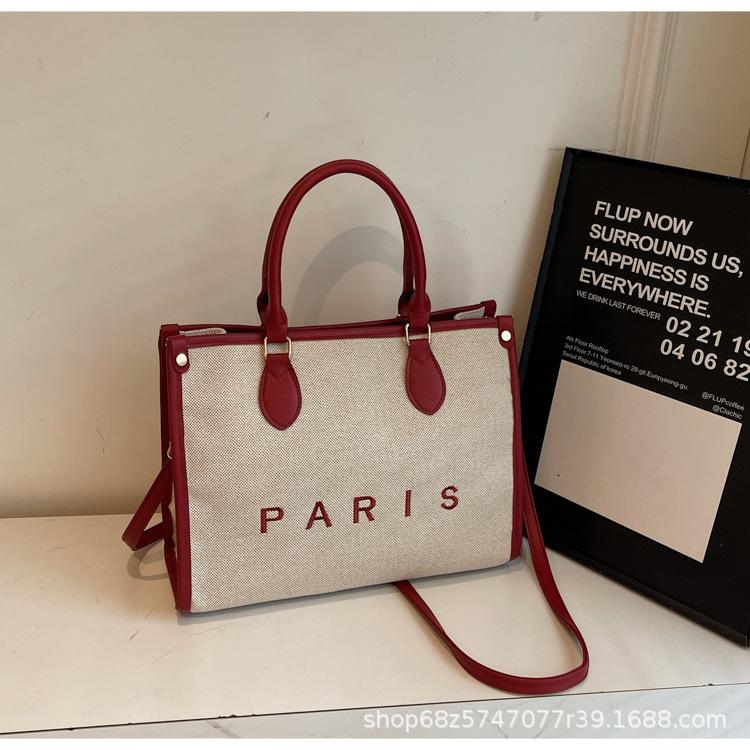 

Korean version of ins fashion contrast shoulder bag 2025 spring new hand-tote bag large-capacity casual crossbody bag бордовый
