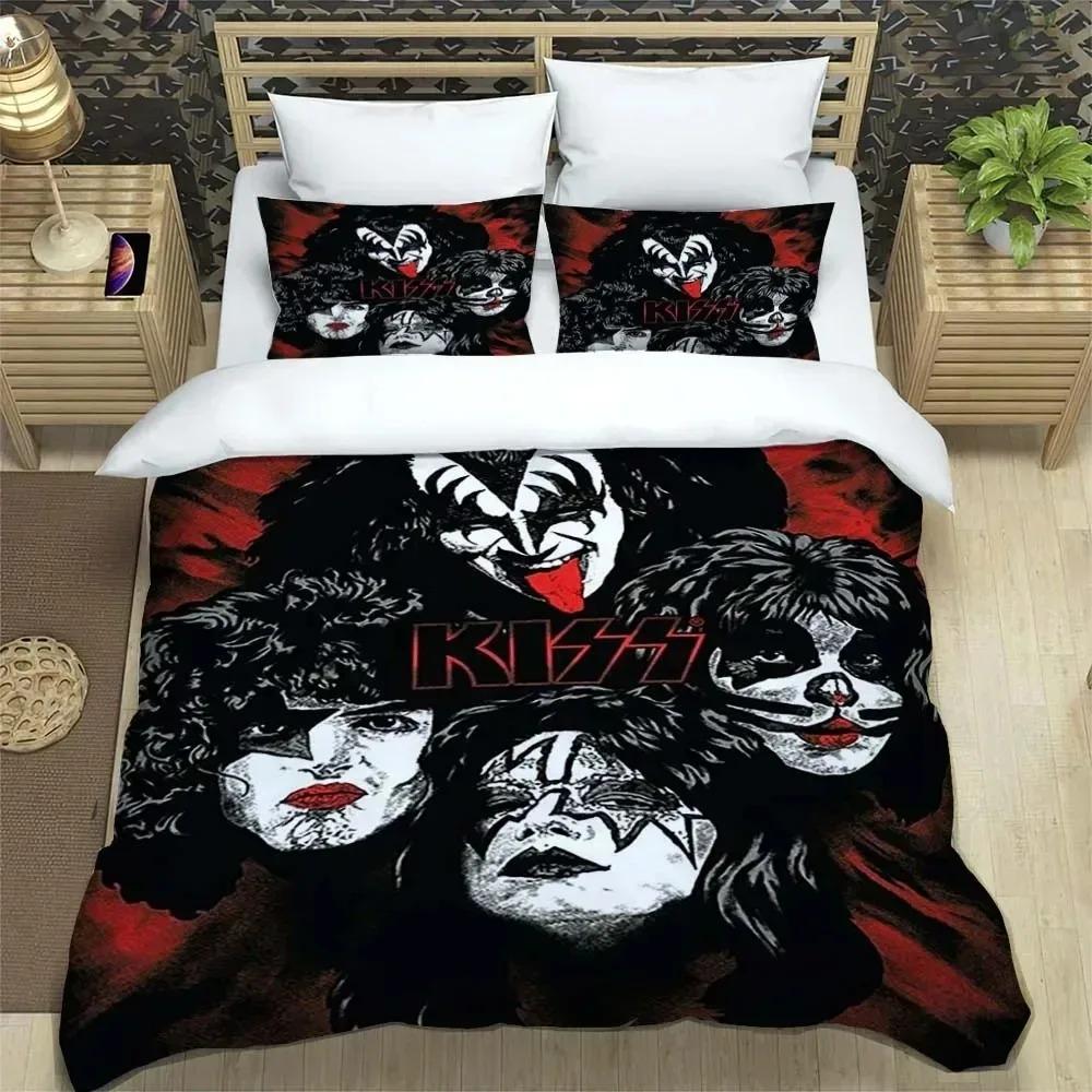 KISS Rock Band Bedding Set,Single Twin Full Queen King Size,KISS Music Bed Set Kid Bedroom Bedding Sets