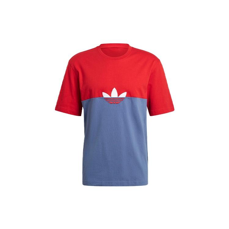 adidas originals Embroidered Logo Contrasting Colors Round Neck Short Sleeve Blue Red Men s GN3503 S