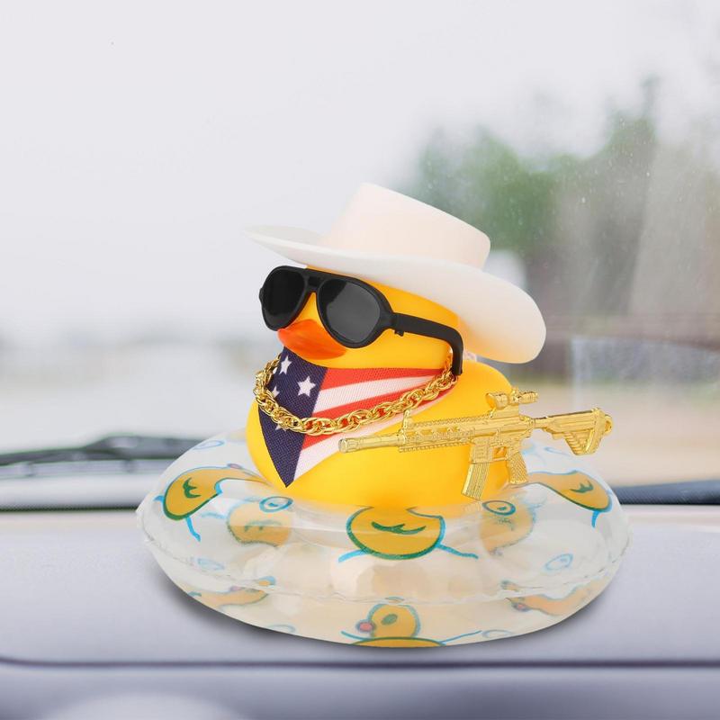West Cowboy Car Ornaments Yellow Rubber Duck Interior Dashboard Decor Cute Mini Duck Decoration Car Interior Accessories