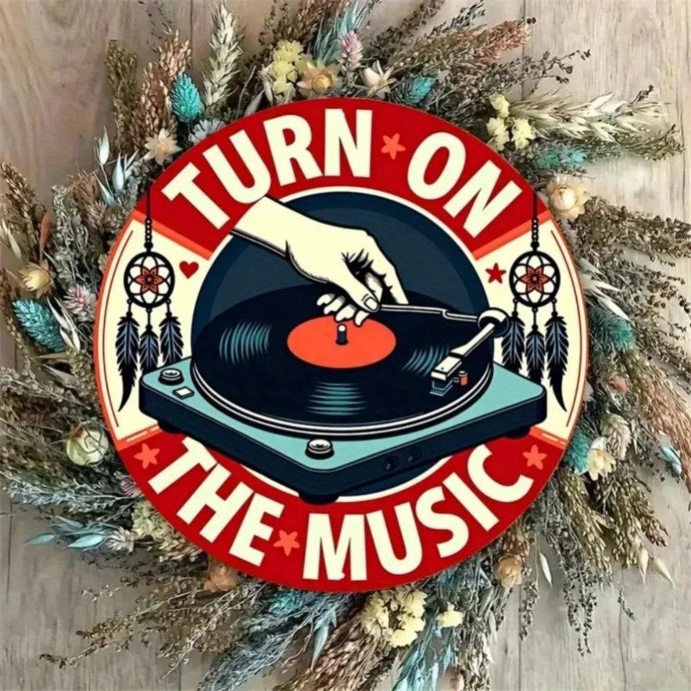 Flat 2D Metal Music Turntable Wall Art Vintage Gift Vinyl Record Decor разноцветный