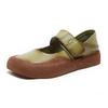 Women Vintage Mary Jane Ballet Flats Soft Leather Square Toe Loafers Strappy Moccasins