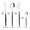 Luxury 16Pcs Black Silver Cutlery Set Knife Fork Tea Spoon Dinnerware Set Stainless Steel Flatware Western Kitchen Tableware Set