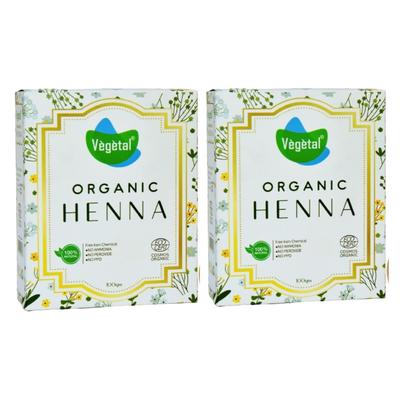 Poudre de Henné Végétale Bio, 100% Naturelle, Sans Produits Chimiques, 100 g, Lot de 2
