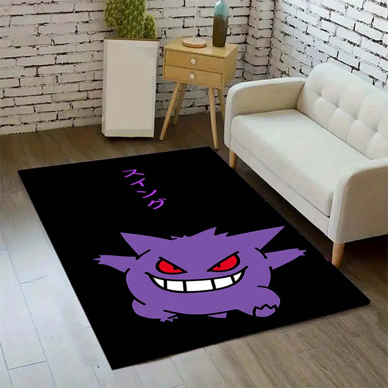 Gengar Printed Area Rug Cartoon Ghost Pattern Non-Slip Floor Mat Soft Carpet for Bedroom Living Room Decor