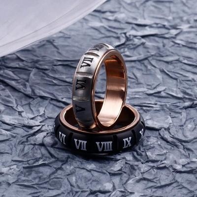 Stainless Steel Roman Numerals Anillo Hombre Boho Size 7-11 Men's Alliance Finger Rings Jewelry Accessories