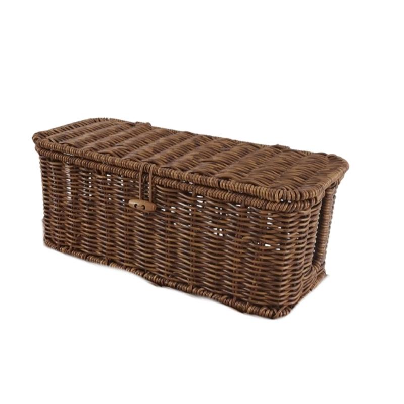 PE Woven Flipping Top Storage Basket With Realistic Rattan Look Household Bin For Kitchen Organization And Home Decors