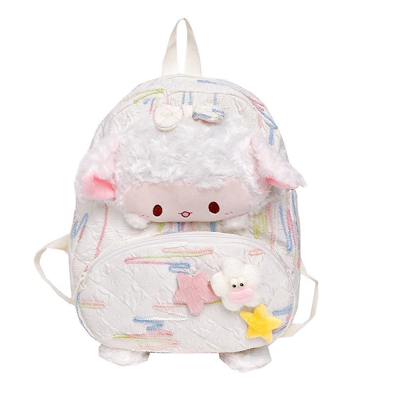 Schoolbag high value cute small wool fleece backpack winter new female college student schoolbag large capacity commuter backpack
