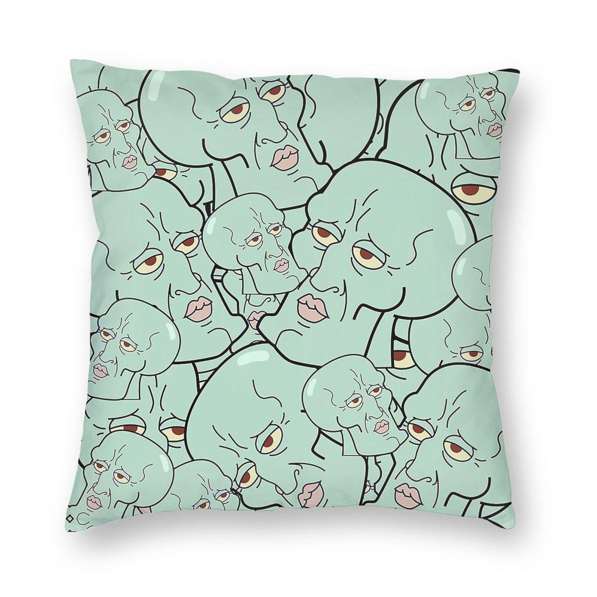 Handsome Squidward Meme Square Pillowcase Polyester Linen Velvet Printed Zip Decor Home Cushion Cover Wholesale 30x30cm