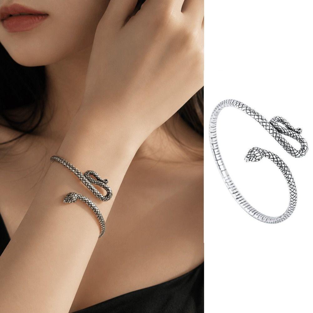 Retro Snake Shape Bracelets Simple Bracelets Personality Opening Bangles  Jewelry Gifts