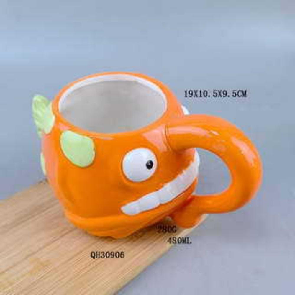 Ceramic piranha ceramic cartoon cup three-dimensional animal mug hand-painted ceramic universal coffee cup high value