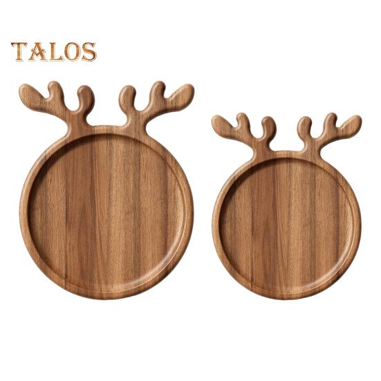 Christmas Antler Wood Plate for Food Presentation Elegant Wooden Dinner Plate for Christmas Atmosphere Festive Tableware Decor for Holiday
