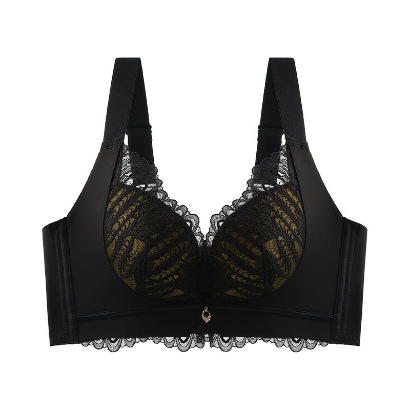 

Women s Bra Comfortable Gathering Bra Lace Bra Anti Sagging Bra Push Up Bra 34/75A чорний
