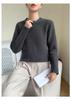 2025 Autumn/Winter Women's Thick Seven-Gauge Hollow-Out Semi-High Neck Cashmere Sweater Base Layer