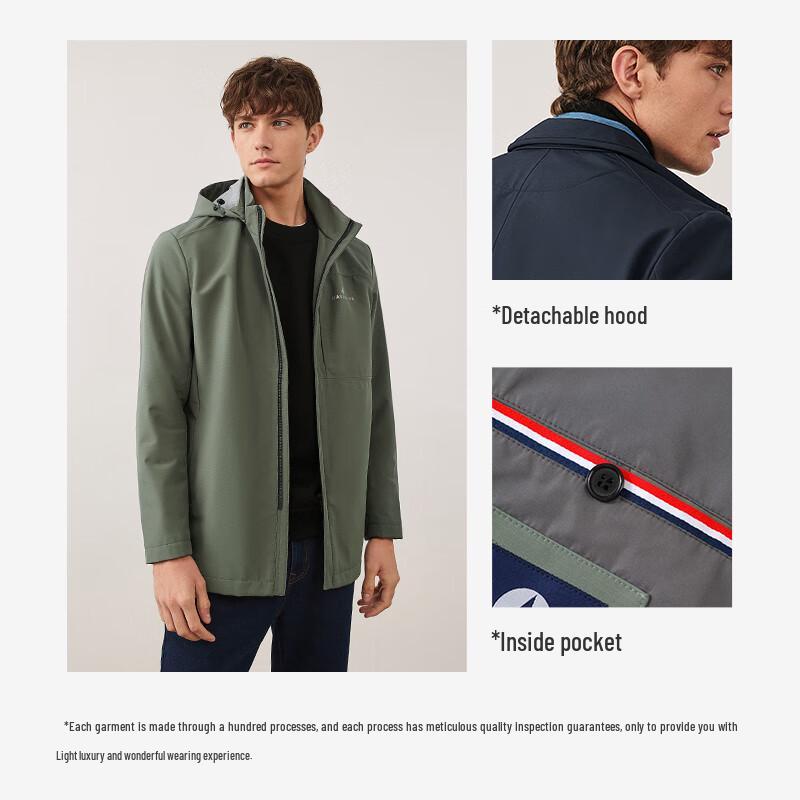 Navigare Men's Hooded Detachable Aerogel Warm Jacket