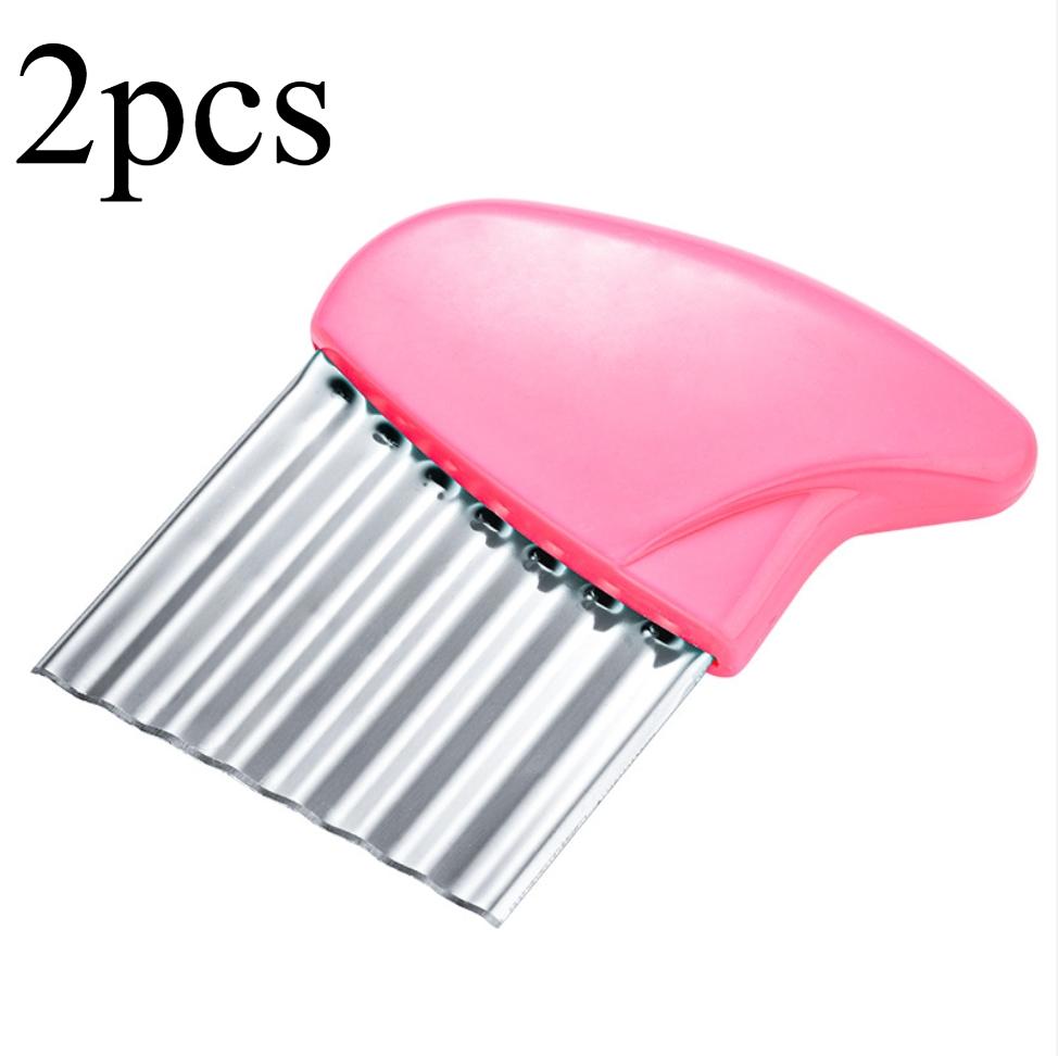 Crinkle Cutter Blade Waffle Fry Cutter Stainless Steel Vegetable Potato Wavy Chopper Knife French Fry Slicer for Carrot Onion