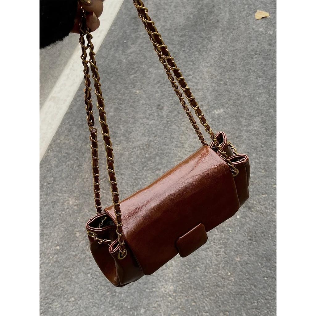 Retro feminine Achsel-Schultertaschen neue Textur Plutoniumleder Ketten Umhängetasche