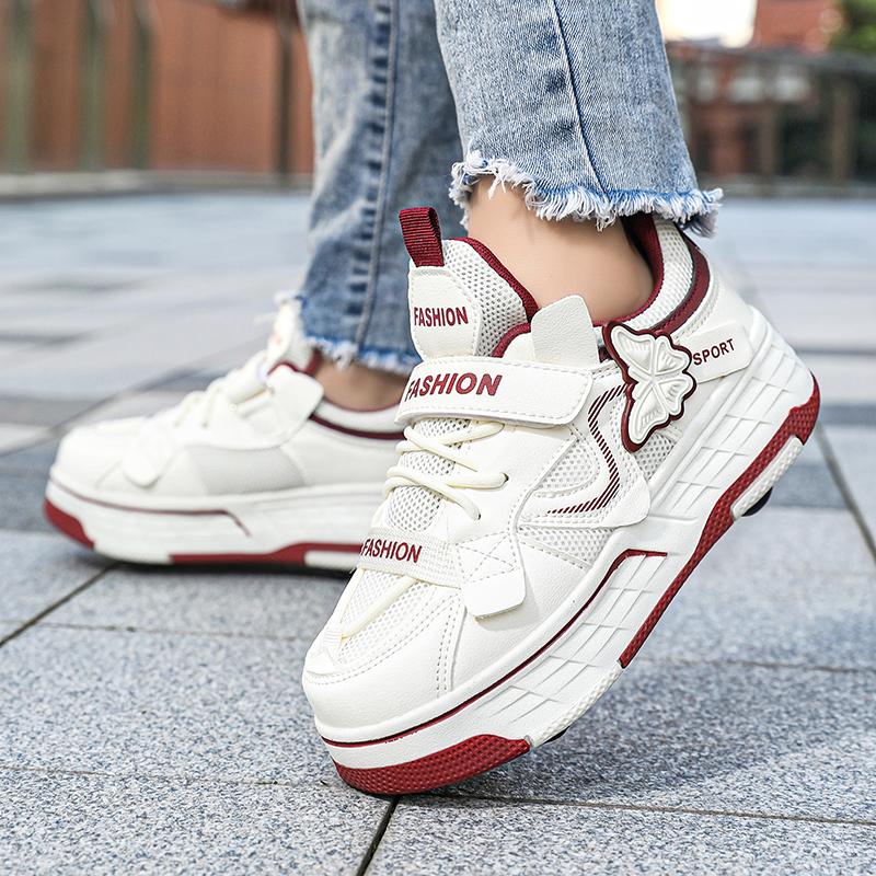 Scarpe per Bambini/Bambine Taglia 29-40 con Quattro Ruote Sportive Pattini a Rotelle Scarpe da Pattinaggio Rimovibili Scarpe da Pattinaggio a Rotelle Scarpe da Pattinaggio per Ragazza