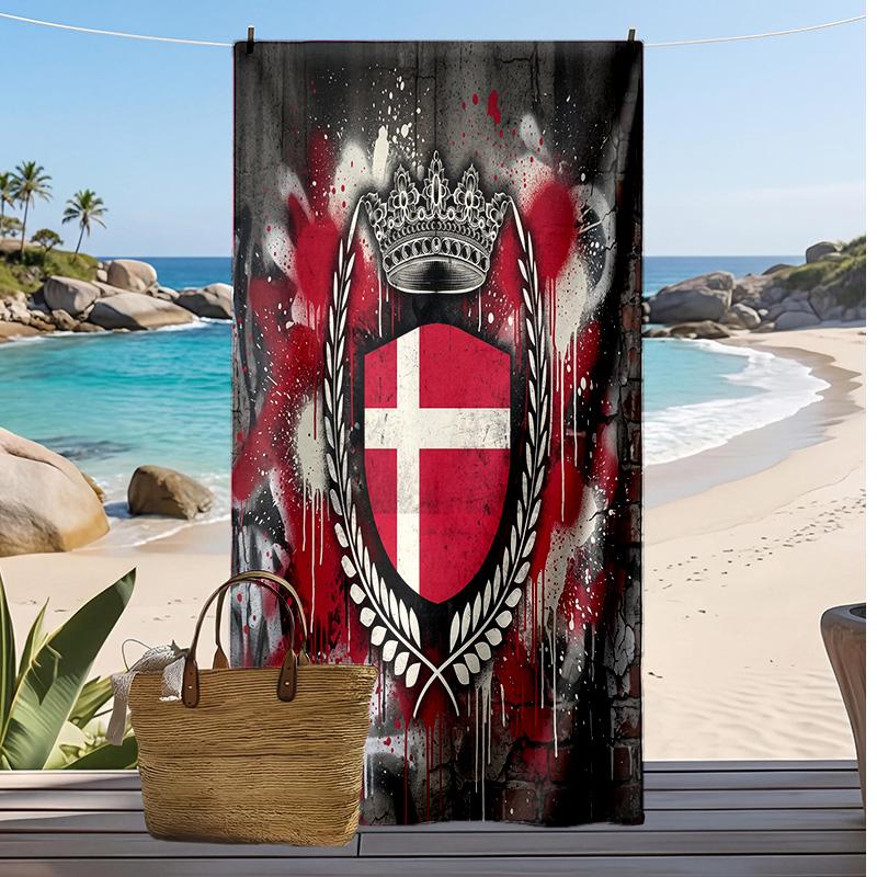 Denmark Football Print Beach Towel Quick Dry Super Absorbent Soft Bath Towel for Swimming Beach Travel Fan Souvenir Gift