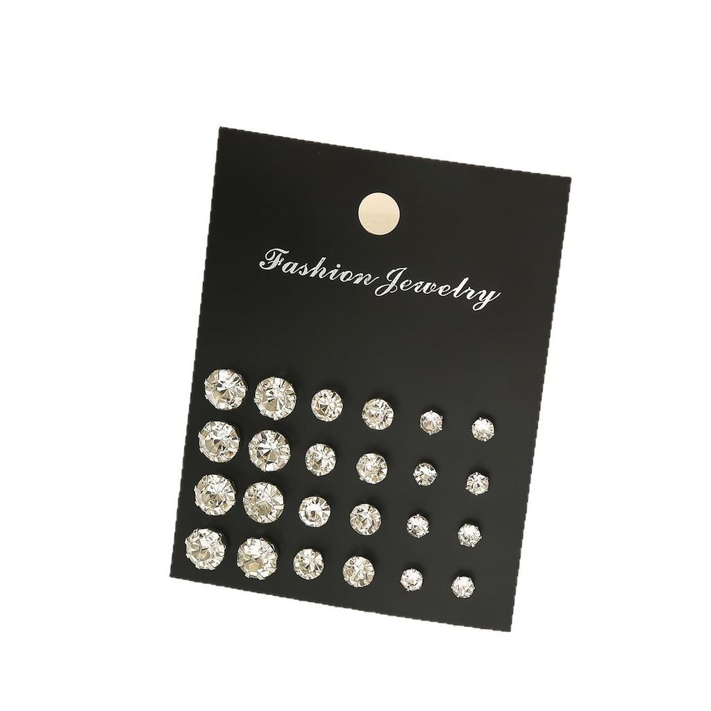 Zircon Pearl Stud Earrings: 12-Pair Set - Unisex, Simple Fashion, Student Style