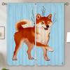 Shiba Inu Living Room Curtains for Living Room 2 Elegant Pieces Tulle In Kitchen Curtain Blackout Curtain 100% Partition Shades