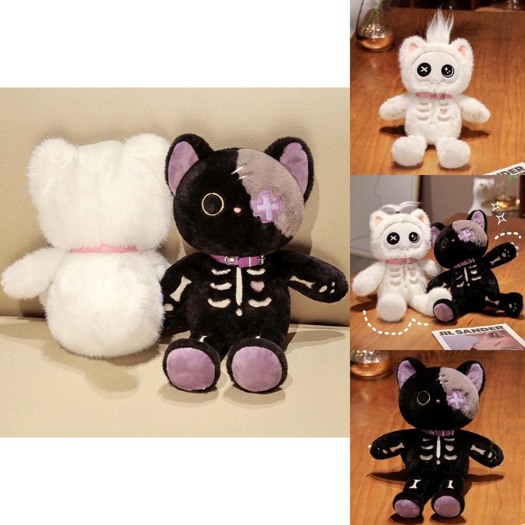 New Stock Skull Cat Plush Toy Glowing And Cute Cartoon Gift For Couples Ideal For Christmas And Valentine's Day