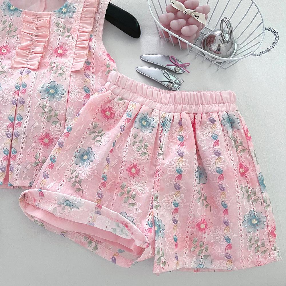 Girls' 2025 Summer Fashion Bow & Backless Top with Shorts Set